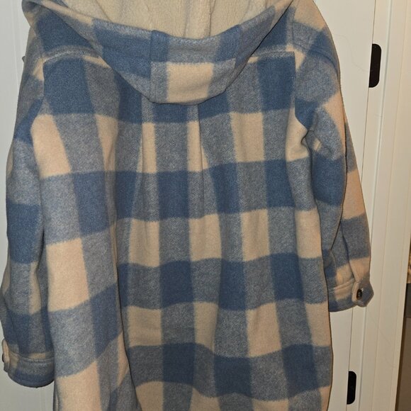 Sundance blue buffalo-check hooded jacket/ shacket/car coat. XL. NWOT - Picture 5 of 5
